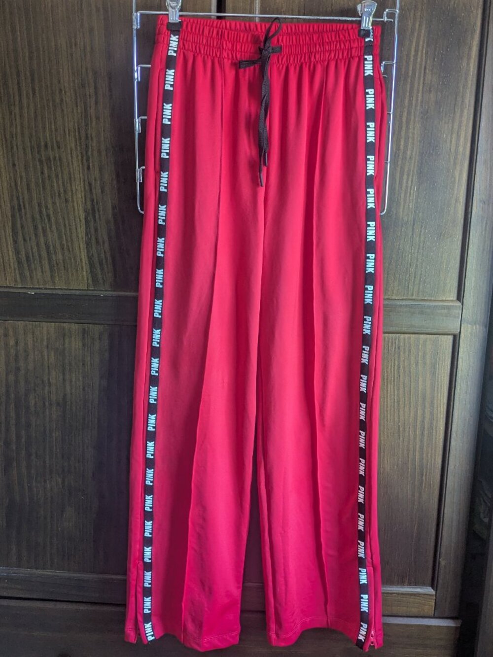PINK Red Jogger Pants with Logo Side Stripes – Size S, Like New